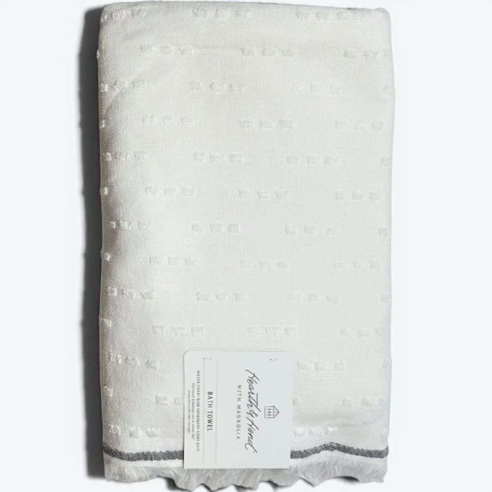 Fouta Dots Bath Towel - Hearth & Hand Magnolia - Sour Cream, Gray Stripe‎ 2020